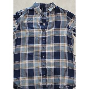 Kuhl womens Adelaide  long sleeve button up V-neck‎ shirt Size medium blue plaid